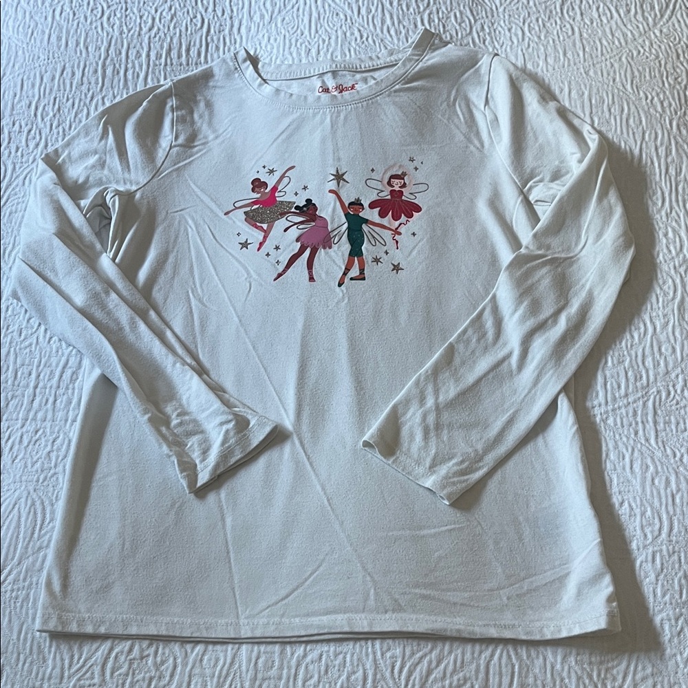 Cat & Jack knit shirt with Holiday Ballerina Dancer design, size Large (10/12)